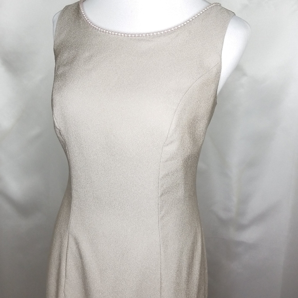 Vintage WATTERS & WATTERS Pearl Gray Formal Dress - Picture 2 of 6
